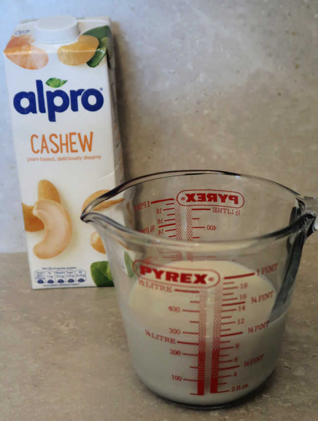 Measuring out cashew milk