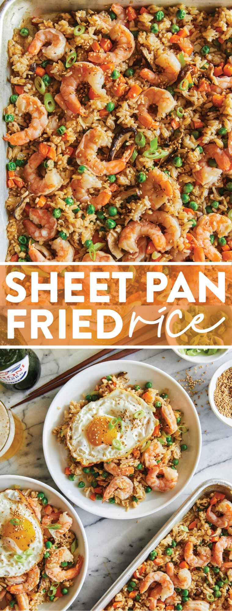 Sheet Pan Fried Rice - This is such a great way to use leftover rice! And this sheet pan version is so easy with the crispiest edges. SO GOOD.