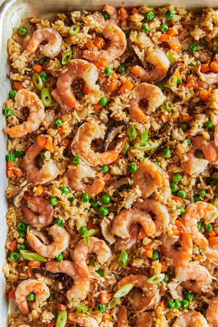 Sheet Pan Fried Rice - This is such a great way to use leftover rice! And this sheet pan version is so easy with the crispiest edges. SO GOOD.