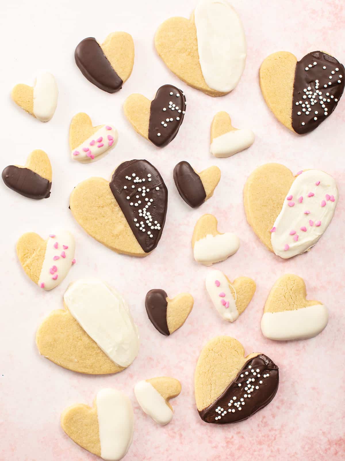 Overhead shot of Valentine's Day Cookies.