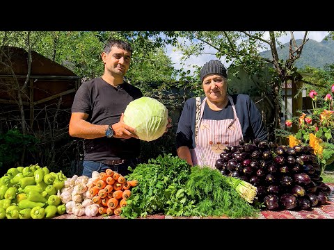 GRANDMA COOKING FIG JAM! DELICIOUS CHICKEN RECIPE BETTER THAN KFC | STUFFED EGGPLANTS SALAD!