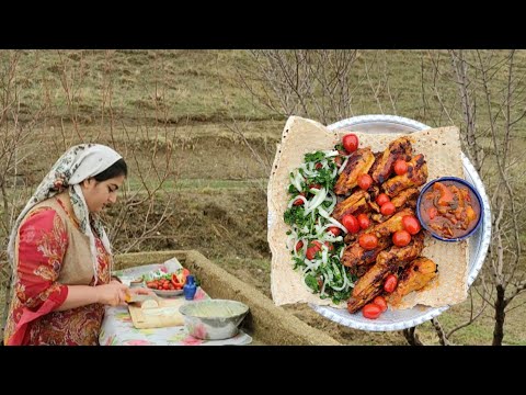 Cooking on a rainy day/most delicious recipe for chicken wings in a country house