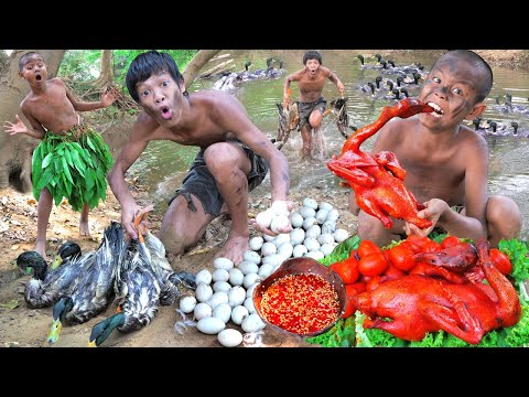 Primitive Technology - Wow! New Cook Recipes - Cooking Egg & Duck Eating