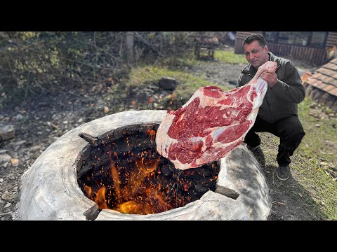 Huge Beef Leg weighing 20 KG! Meat Dish For The Whole Village