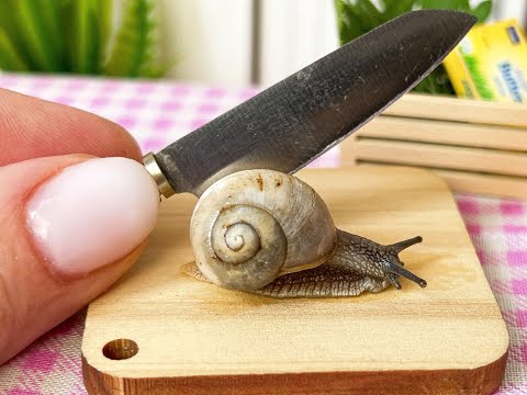 How to make 🐌 snail with sauce recipe. Delicious Cooking Snail in Miniature Kitchen.