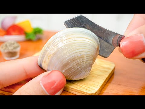 Yummy Miniature Thai Style Clams and Grilled Cheese Clam Recipe - ASMR Cooking Mini Food