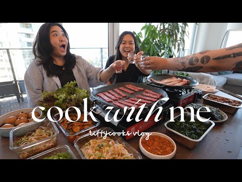 cooking 10 delicious dishes | hosting dinner for friends | korean bbq | tiffycooks vlog