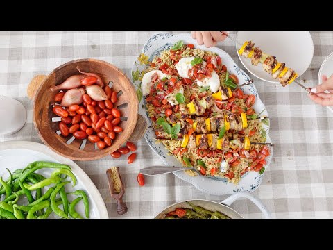 Caprese Chicken Skewers & Orzo - Fresh Summer Cooking