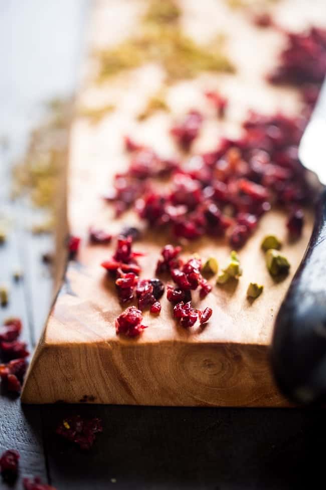 Vegan Cranberry Pistachio Shortbread Cookies with Balsamic Reduction - Gluten free shortbread cookies with crunchy pistachios, chewy cranberries and tangy balsamic reduction! They're a healthy, vegan cookie for Christmas! | Foodfaithfitness.com | @FoodFaithFit