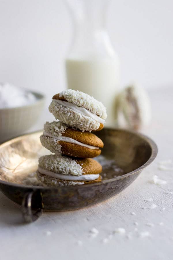 Pumpkin Cookies with Coconut Cream - These are SO good and they're whole wheat and have no butter! | Foodfaithfitness.com | #pumpkin #cookie #recipe