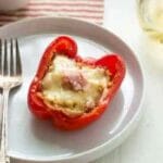 Healthy Stuffed Peppers with Ham and Cheese  {Low Carb + Gluten Free}