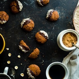 Paleo Chocolate Hazelnut Coffee Ginger Snaps - This easy, sweet and spicy paleo chocolate hazelnut healthy ginger snap recipe has notes of rich coffee! They're the perfect healthy, gluten free cookie for the Holidays! | Foodfaithfitness.com | @FoodFaithFit