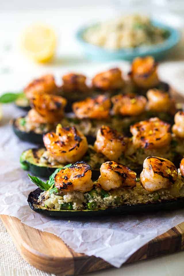 Low Carb Keto Shrimp Zucchini Boats On The Grill