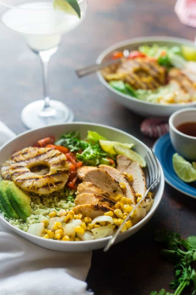 Grilled Cauliflower Rice Mexican Chicken Bowls