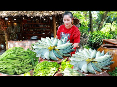 Pregnant mum grill fish and cook healthy soup recipe - Chef Sros - Cooking with sros