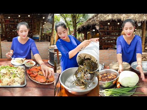 Mud crab and blue crab cooking recipes - Yummy crab cooking by pregnant chef - Cooking With Sros