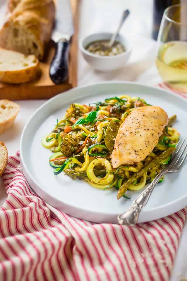Slow Cooker Italian Chicken with Zucchini Noodles 