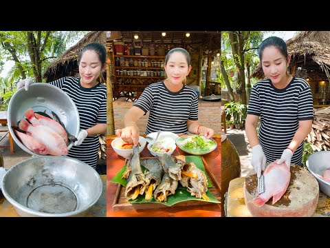 Pregnant chef Sros cook delicious fish recipe with country style - Cooking with sros