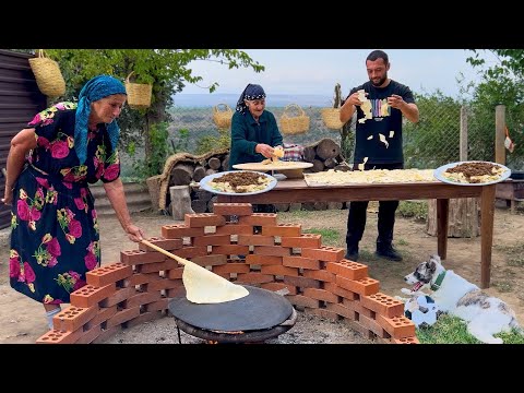 LEAF CUTTING KHINKALI RECIPE! COOKING HUGE FISH IN TANDOOR! ERISHDE AZERBAIJAN TRADITIONAL RECIPE