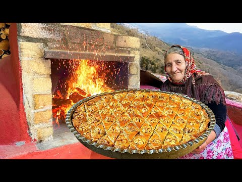 Baking Homemade Traditional Azerbaijani Baklava with Walnuts in the Village!