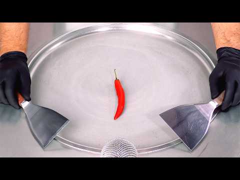ASMR Sizzle & Freeze: -30°C Spicy Red Chili, Satisfying Visual Feast!