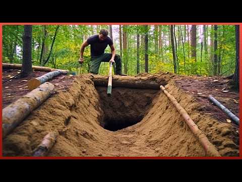 Man Builds Amazing Underground Log Cabin in the Forest | by @forestpaths