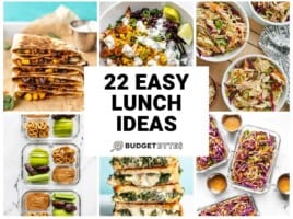 Collage of six easy lunch recipes with title text in the center.