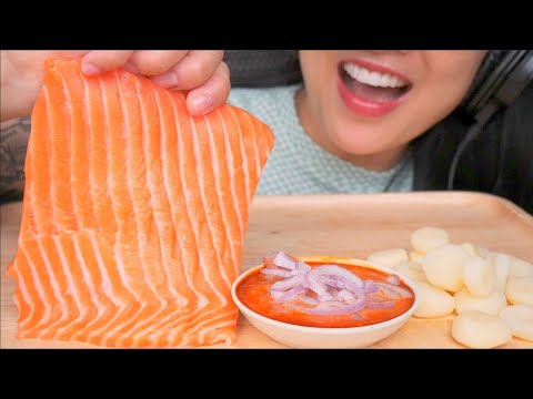 SINGLE FOOD FOCUS AS REQUESTED (ASMR SALMON SOFT EATING SOUNDS) NO TALKING | SAS-ASMR