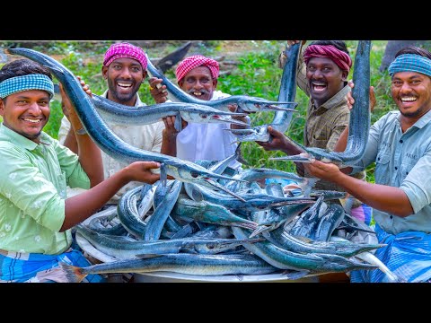 SNAKE Like Fish! 100 KG GARFISH Recipe Cooking | Fried and Tawa Dried Fish Fry | Seafood Recipes