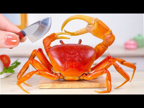 🦀 Delicious Miniature Butter Garlic Crab Recipe | Yummy Miniature Seafood Cooking Tutorial