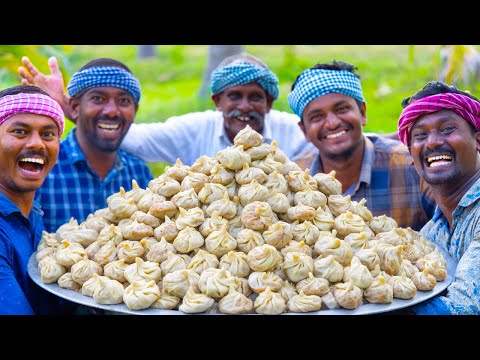 CHICKEN MOMOS | Steamed Momos Recipe Cooking in Village | Delicious Street Food Snack Recipe