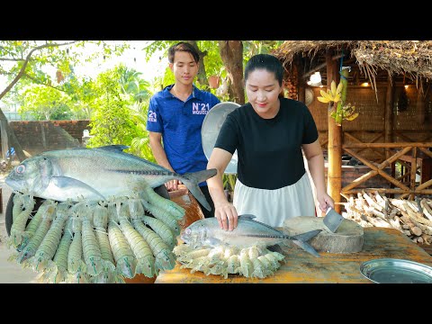 Mantis shrimp, Big fish recipe: Mommy Sros cook food for family - Cooking with Sros | Sros's family