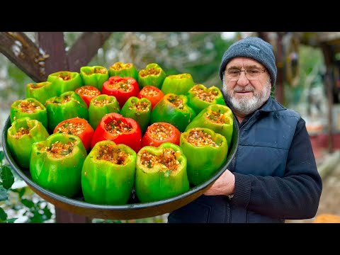 DOLMA: How to make an easy stuffed pepper recipe? popular Turkish food ASMR